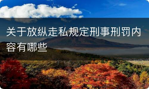关于放纵走私规定刑事刑罚内容有哪些