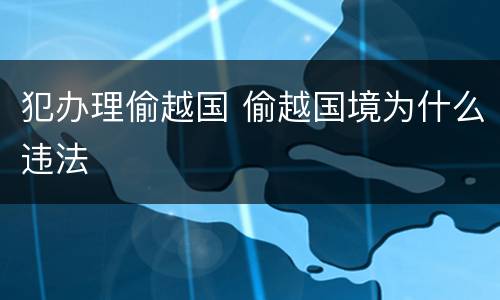 犯办理偷越国 偷越国境为什么违法