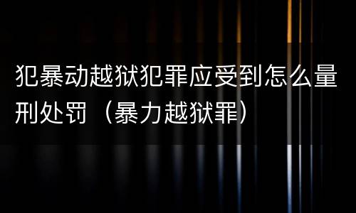 犯暴动越狱犯罪应受到怎么量刑处罚（暴力越狱罪）