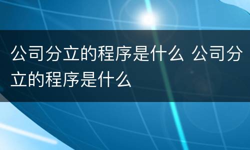 公司分立的程序是什么 公司分立的程序是什么