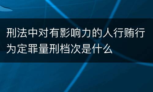 刑法中对有影响力的人行贿行为定罪量刑档次是什么