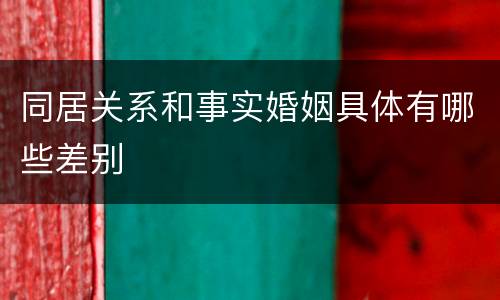 同居关系和事实婚姻具体有哪些差别