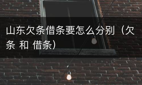 山东欠条借条要怎么分别（欠条 和 借条）