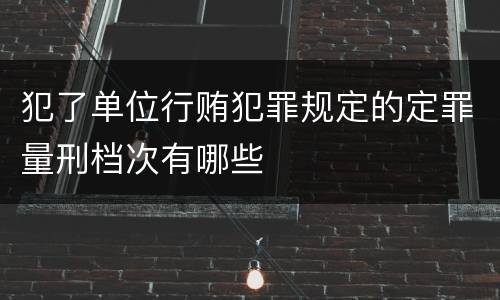 犯了单位行贿犯罪规定的定罪量刑档次有哪些