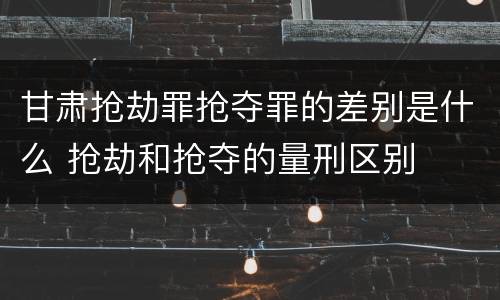 甘肃抢劫罪抢夺罪的差别是什么 抢劫和抢夺的量刑区别