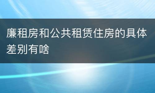 廉租房和公共租赁住房的具体差别有啥