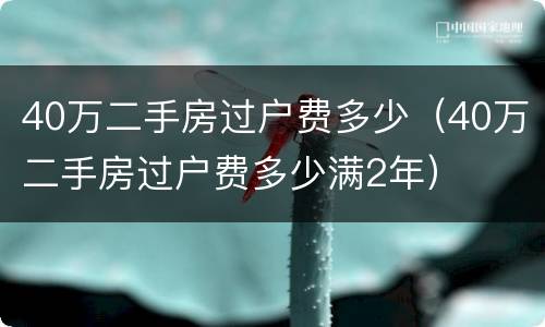40万二手房过户费多少（40万二手房过户费多少满2年）