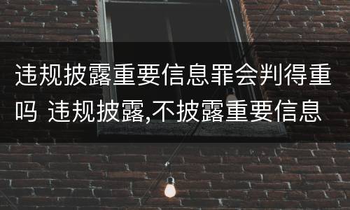 违规披露重要信息罪会判得重吗 违规披露,不披露重要信息罪判例