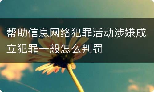 帮助信息网络犯罪活动涉嫌成立犯罪一般怎么判罚