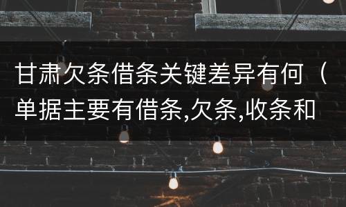 甘肃欠条借条关键差异有何（单据主要有借条,欠条,收条和什么）