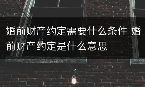 婚前财产约定需要什么条件 婚前财产约定是什么意思