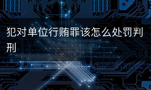 犯对单位行贿罪该怎么处罚判刑