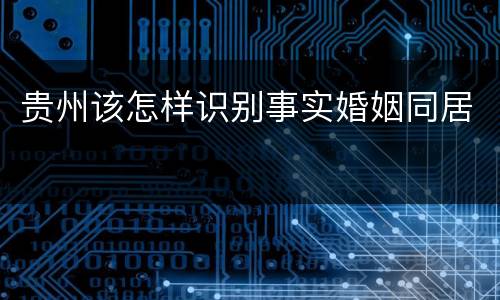 贵州该怎样识别事实婚姻同居