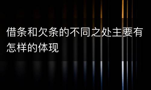 借条和欠条的不同之处主要有怎样的体现