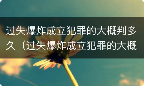 过失爆炸成立犯罪的大概判多久（过失爆炸成立犯罪的大概判多久刑期）