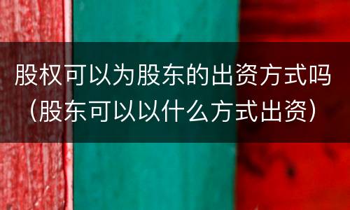 股权可以为股东的出资方式吗（股东可以以什么方式出资）