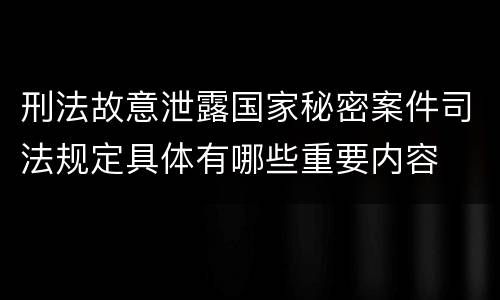刑法故意泄露国家秘密案件司法规定具体有哪些重要内容