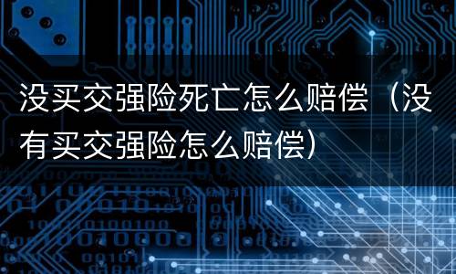 没买交强险死亡怎么赔偿（没有买交强险怎么赔偿）