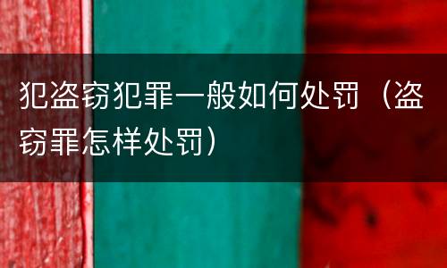 犯盗窃犯罪一般如何处罚（盗窃罪怎样处罚）