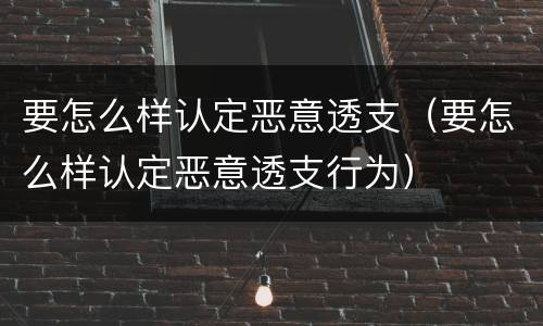 要怎么样认定恶意透支（要怎么样认定恶意透支行为）