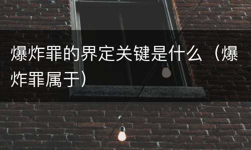 爆炸罪的界定关键是什么（爆炸罪属于）