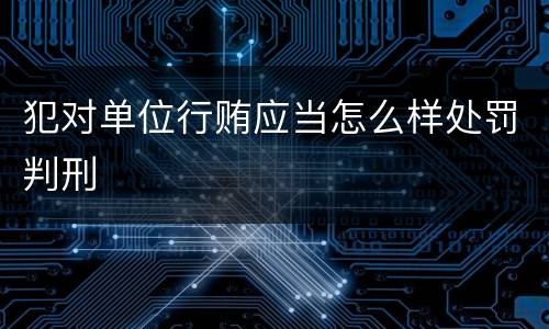 犯对单位行贿应当怎么样处罚判刑
