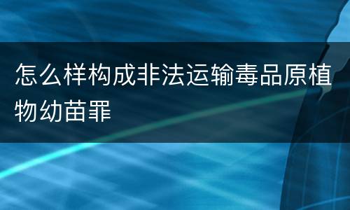 怎么样构成非法运输毒品原植物幼苗罪