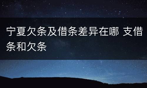 宁夏欠条及借条差异在哪 支借条和欠条