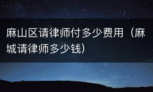 麻山区请律师付多少费用（麻城请律师多少钱）
