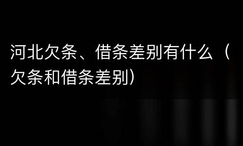 河北欠条、借条差别有什么（欠条和借条差别）