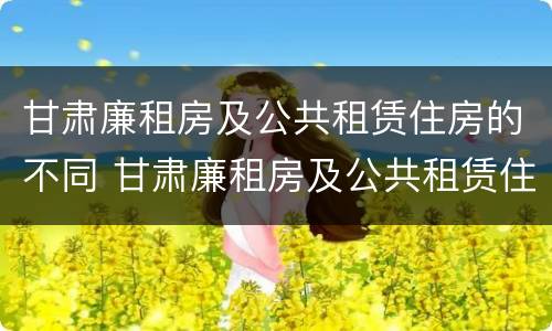 甘肃廉租房及公共租赁住房的不同 甘肃廉租房及公共租赁住房的不同标准