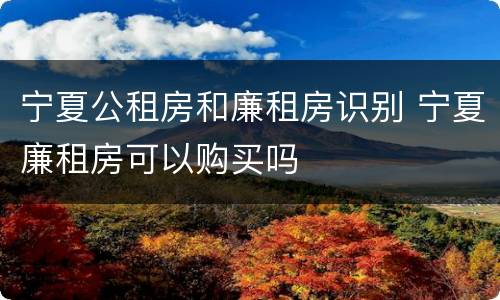 宁夏公租房和廉租房识别 宁夏廉租房可以购买吗