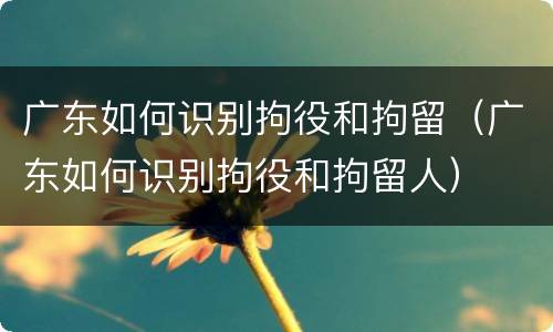 广东如何识别拘役和拘留（广东如何识别拘役和拘留人）