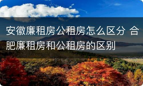 安徽廉租房公租房怎么区分 合肥廉租房和公租房的区别