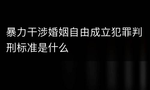 暴力干涉婚姻自由成立犯罪判刑标准是什么