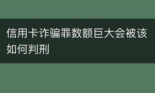 信用卡诈骗罪数额巨大会被该如何判刑