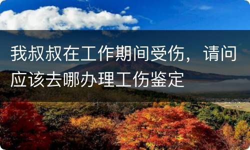 我叔叔在工作期间受伤，请问应该去哪办理工伤鉴定