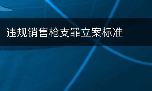 违规销售枪支罪立案标准
