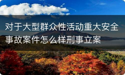 对于大型群众性活动重大安全事故案件怎么样刑事立案