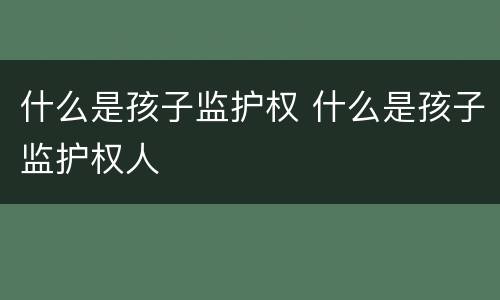 什么是孩子监护权 什么是孩子监护权人