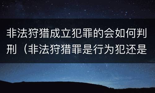 非法狩猎成立犯罪的会如何判刑（非法狩猎罪是行为犯还是结果犯）