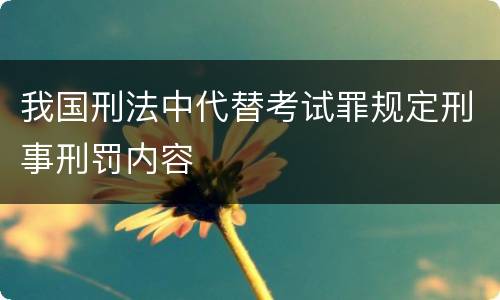 我国刑法中代替考试罪规定刑事刑罚内容