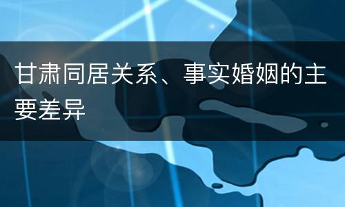 甘肃同居关系、事实婚姻的主要差异