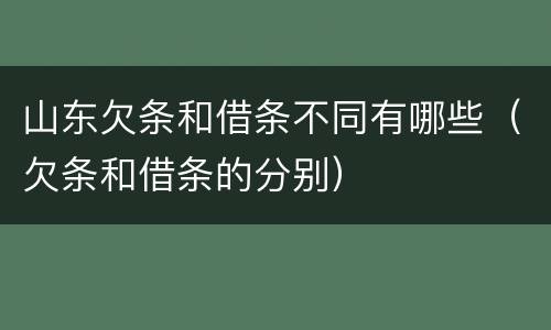 山东欠条和借条不同有哪些（欠条和借条的分别）
