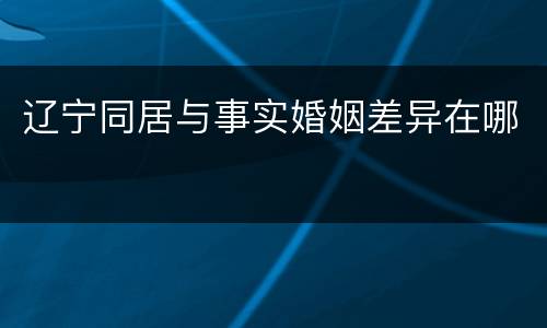 辽宁同居与事实婚姻差异在哪