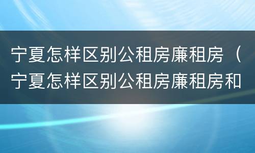 宁夏怎样区别公租房廉租房（宁夏怎样区别公租房廉租房和商品房）