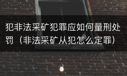 犯非法采矿犯罪应如何量刑处罚（非法采矿从犯怎么定罪）