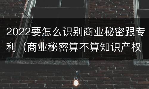 2022要怎么识别商业秘密跟专利（商业秘密算不算知识产权）