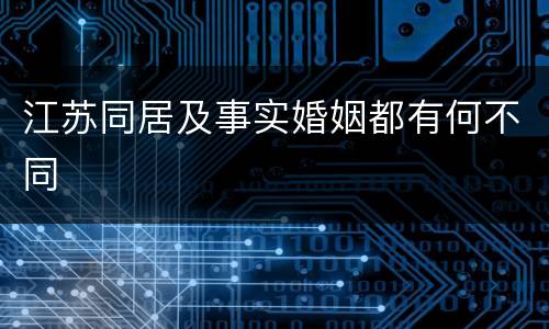 江苏同居及事实婚姻都有何不同