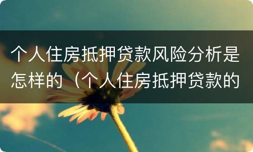 个人住房抵押贷款风险分析是怎样的（个人住房抵押贷款的风险分析以及防范对策）
